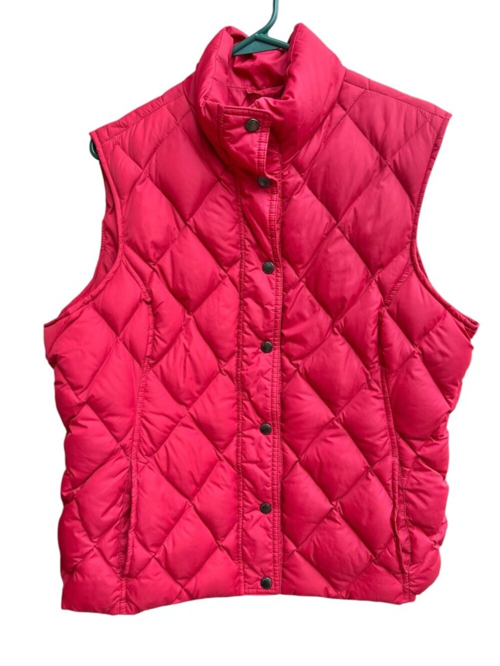 Lands End Women's Red Down Puffer Vest Size Large Insulated Snap Closure Pockets - Picture 3 of 12